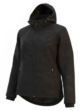 Free Country Black Faux Fur Lined Jacket. Ladies large. Very light camo print.